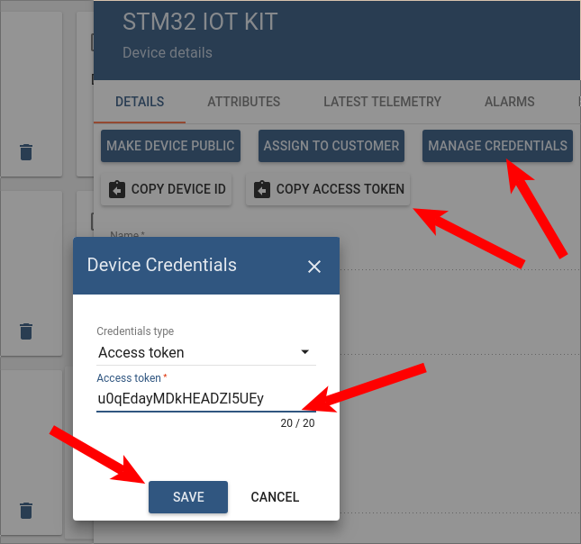 Copy device credentials in ThingsBoard